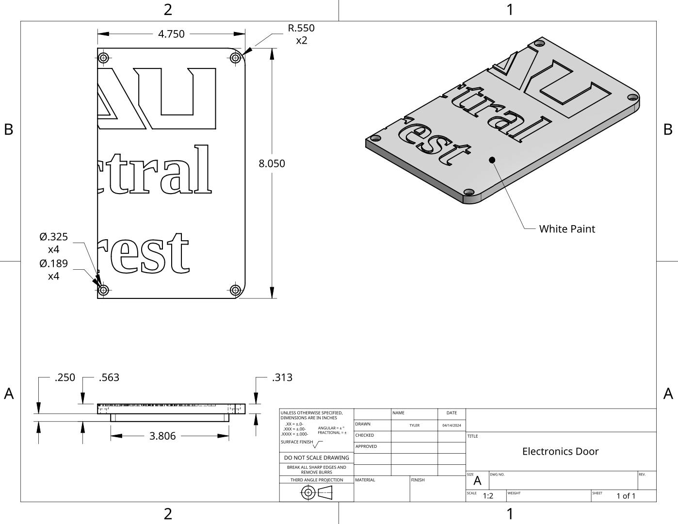 Door for Electronics Side of the Enclosure